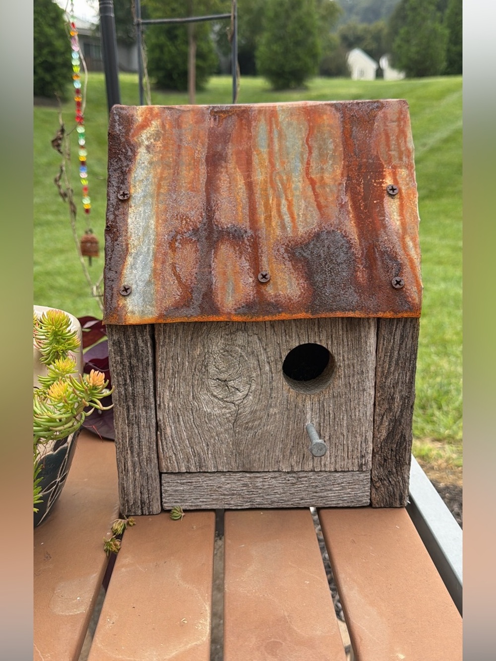 Rustic reclaimed barn wood Metal-Roof handcrafted Birdhouse